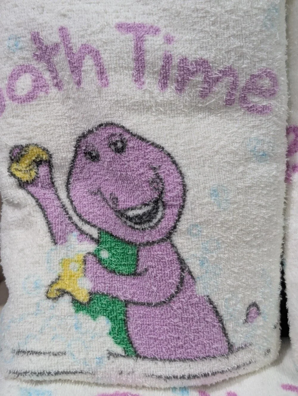 VTG 90's Barney the Purple Dinosaur Bath Towel Set 5 pcs nostalgia childhood